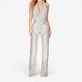 Damer Sequin Jumpsuit med Halterneck