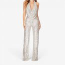 Damer Sequin Jumpsuit med Halterneck