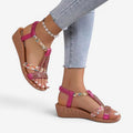 Dame kilehælssandaler med perledetaljer