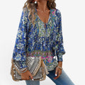 Dame Bluse med Blomstret Print og Lange Ærmer