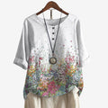 Dame Oversized Bluse med Motiveret Print
