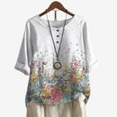 Dame Oversized Bluse med Motiveret Print