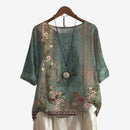 Dame Oversized Bluse med Motiveret Print