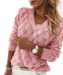 Ava - Langærmet sweater med V-hals til et afslappet og