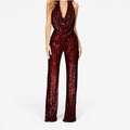 Damer Sequin Jumpsuit med Halterneck