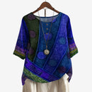 Dame Oversized Bluse med Motiveret Print