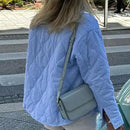 Celia - Dame oversized jakke med knaplukning og stribet