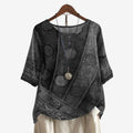 Dame Oversized Bluse med Motiveret Print