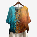 Dame Oversized Bluse med Motiveret Print