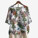 Dame Oversized Bluse med Motiveret Print