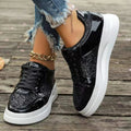 Nova - Glitrende sneakers med chunky sål og polstret