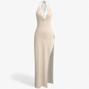 Scarlett – Bodycon kjole med rosetdetaljer og høj slids for en sofistikeret stil