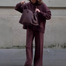 Ella - Loungewear-sæt med oversize striktrøje og brede