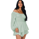 Diana - Off-shoulder minikjole med lange ærmer