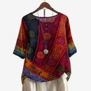 Dame Oversized Bluse med Motiveret Print