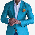 Langærmet blazer med V-hals, skræddersyet slim fit for et