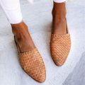 Juliette - Dame flade slingback sko med flettet overdel