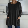 Sophia - Moderne bluse med rund halsudskæring og lange ærmer