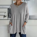 Sophia - Moderne bluse med rund halsudskæring og lange ærmer