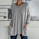 Sophia - Moderne bluse med rund halsudskæring og lange ærmer