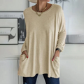 Sophia - Moderne bluse med rund halsudskæring og lange ærmer
