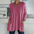 Sophia - Moderne bluse med rund halsudskæring og lange ærmer