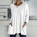 Sophia - Moderne bluse med rund halsudskæring og lange ærmer
