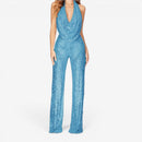 Damer Sequin Jumpsuit med Halterneck