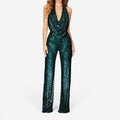 Damer Sequin Jumpsuit med Halterneck