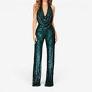 Damer Sequin Jumpsuit med Halterneck