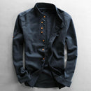 Hiro - Slim-fit skjorte med stand-up krave for moderne