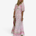 Kvinders Maxi Kjole V-Hals med Tassel Detalje