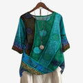 Dame Oversized Bluse med Motiveret Print