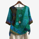 Dame Oversized Bluse med Motiveret Print