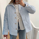 Celia - Dame oversized jakke med knaplukning og stribet