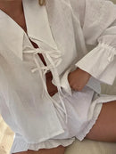 Aveline - Stilfuldt sommer-sæt med skjorte + shorts