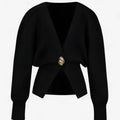 Stella - Slim fit cardigan med dyb V-hals Lange ærmer og