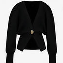 Stella - Slim fit cardigan med dyb V-hals Lange ærmer og