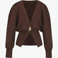Stella - Slim fit cardigan med dyb V-hals Lange ærmer og