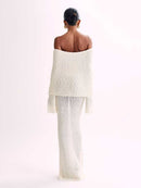 Eloise -Dame langærmet bodycon maxikjole off-shoulder