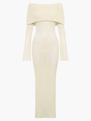 Eloise -Dame langærmet bodycon maxikjole off-shoulder
