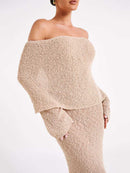 Eloise -Dame langærmet bodycon maxikjole off-shoulder