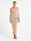 Eloise -Dame langærmet bodycon maxikjole off-shoulder
