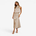 Kvindekjole med Off Shoulder og Langt Design