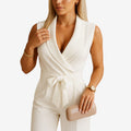 Ærmeløs damejumpsuit med V-hals