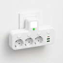 Plugnova - Stikdåse med 3 stik, USB og Type-C porte