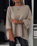 Lily – Oversized sweater med rund hals og dekorative knapper