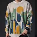 Liam - Hyggelig Sweatshirt med Katteprint til Sjov Hverdagstil