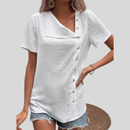Patricia - Asymmetrisk bluse med V-hals og dekorative
