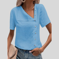 Patricia - Asymmetrisk bluse med V-hals og dekorative